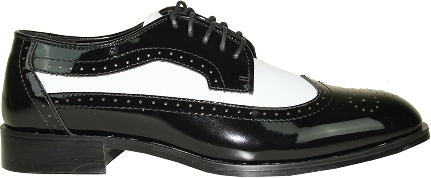 Мужские туфли VANGELO TAB-3 и JY03 Wing Tip Oxford для смокинга, выпускного и свадьбы, черно-белые двухцветные лакированные - доступны широкие размеры Jean Yves — фото 4