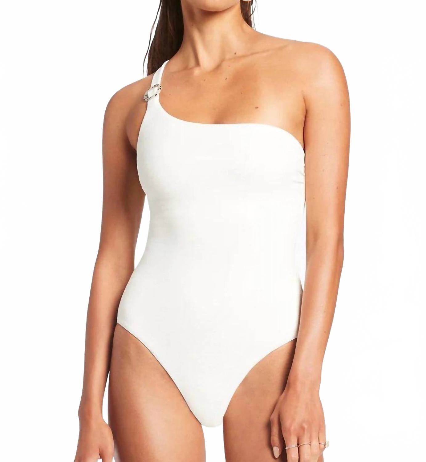 

Слитный купальник Isla Rib на одно плечо, белый JETS