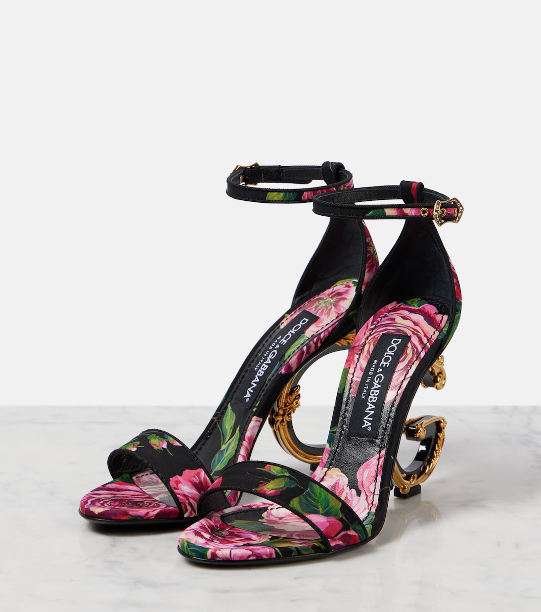 DG кожаные сандалии с цветочным принтом Dolce&Gabbana, ROSA ANTICA F.NERO — фото 4