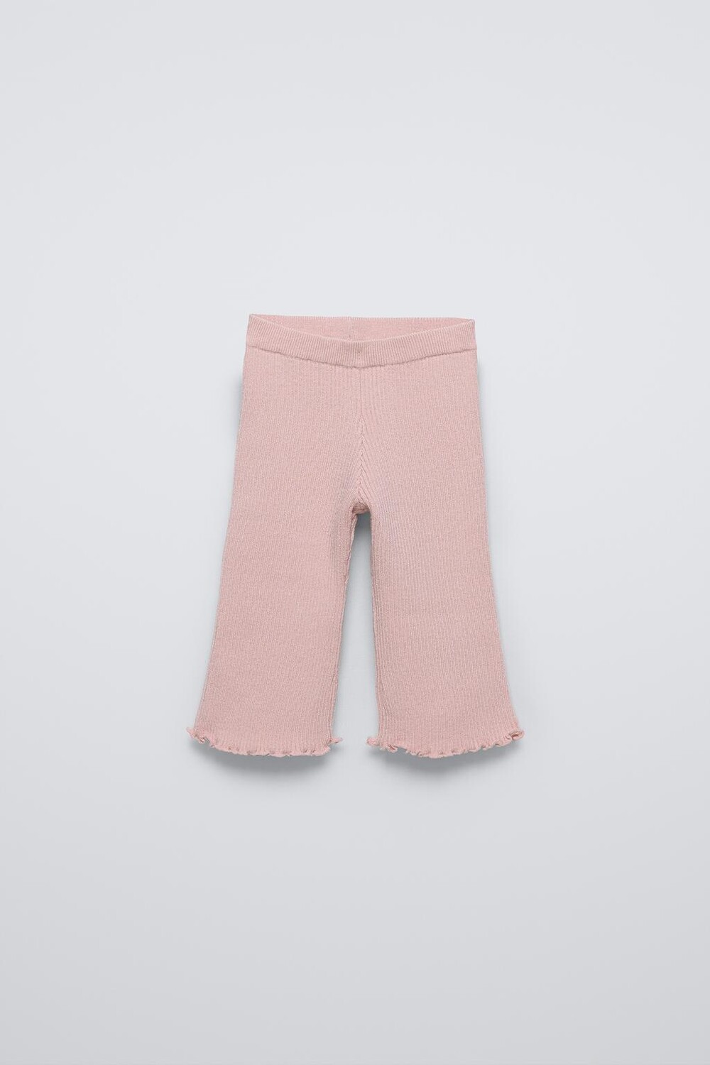 

Расклешенные трикотажные брюки ZARA, светло-розовый