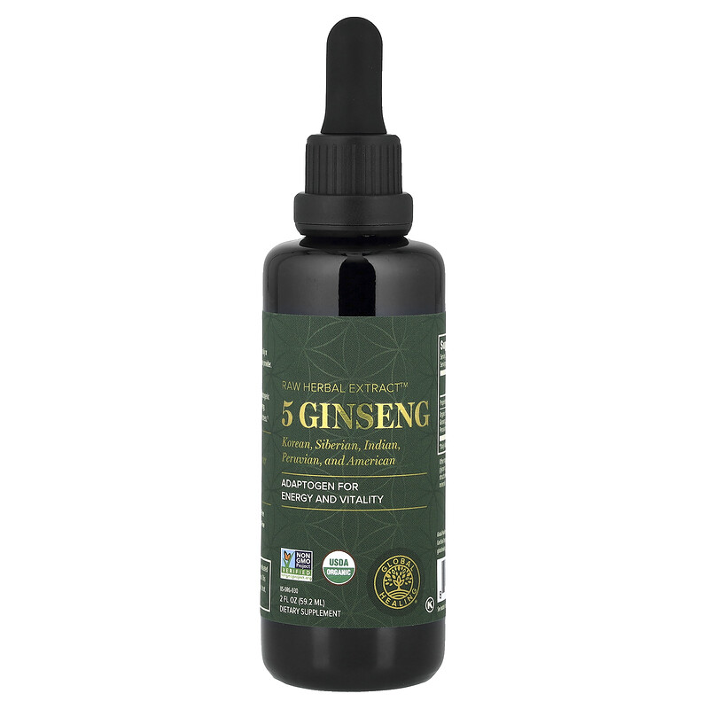 

Global Healing, Raw Herbal Extract , женьшень 5, 59,2 мл (2 жидк. Унции)