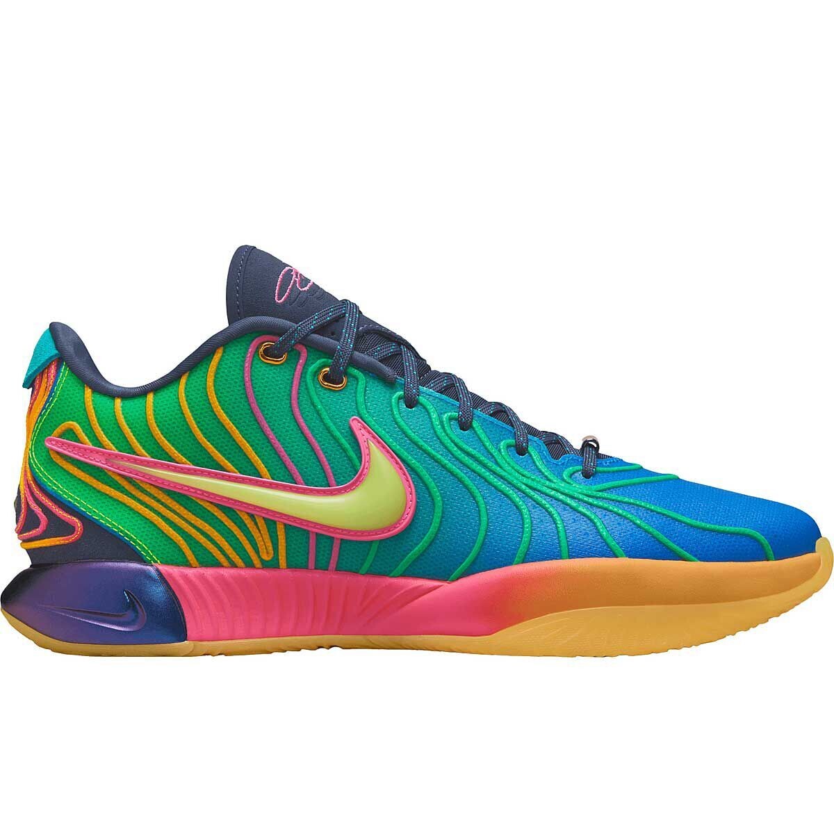 

Баскетбольные кроссовки Lebron 21 Optimism Nike, цвет Fotoblau/Laser Fuchsia/Grün/Orange/Blau/Grün