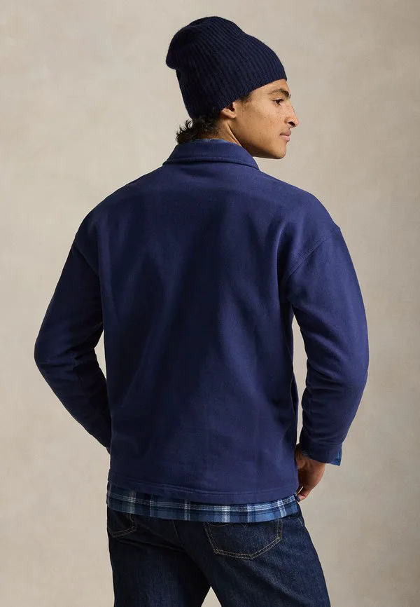 Вязаная полутолстовка на молнии, флисовый джемпер Polo Ralph Lauren, Dark Blue — фото 3