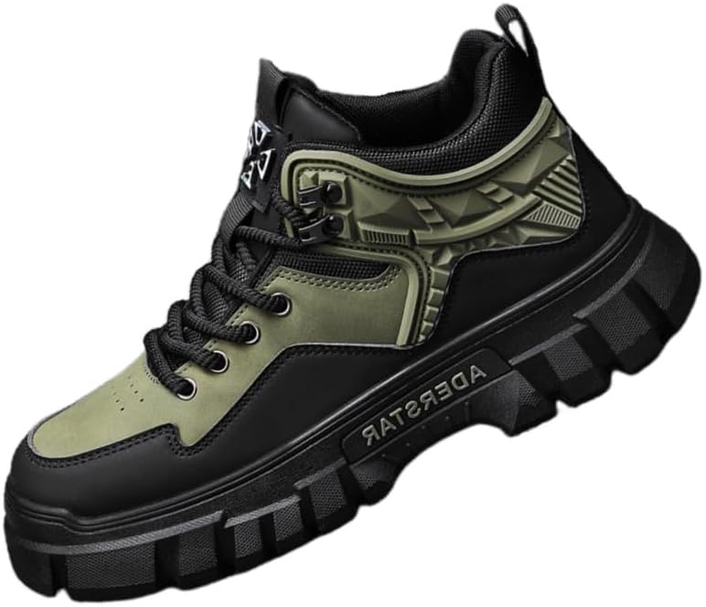 

Мужские высокие повседневные короткие ботинки для улицы - толстая подошва, противоскользящие, прочные, подходят для альпинизма, путешествий и повседневных поездок Clolinde, зеленый