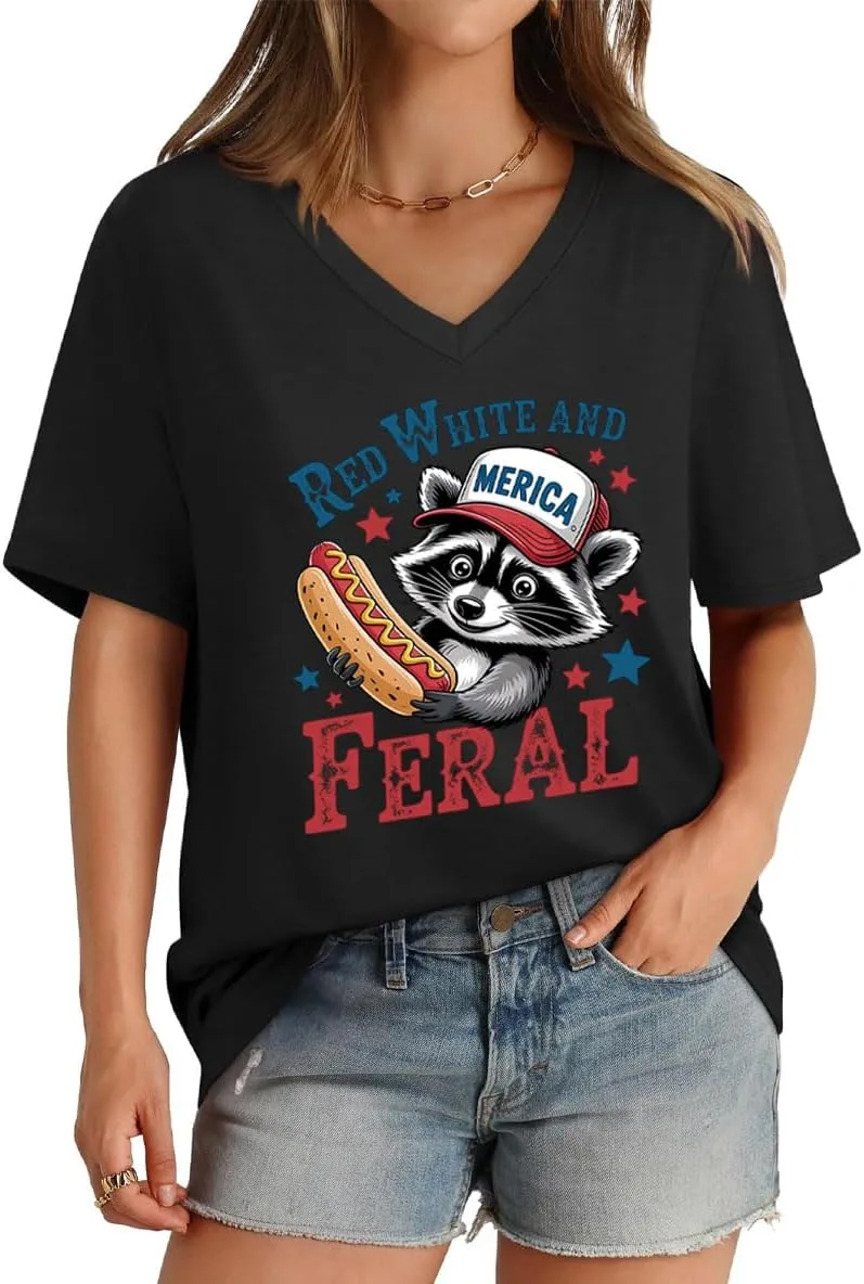 Футболка V-neck Red White and Feral — фото 2