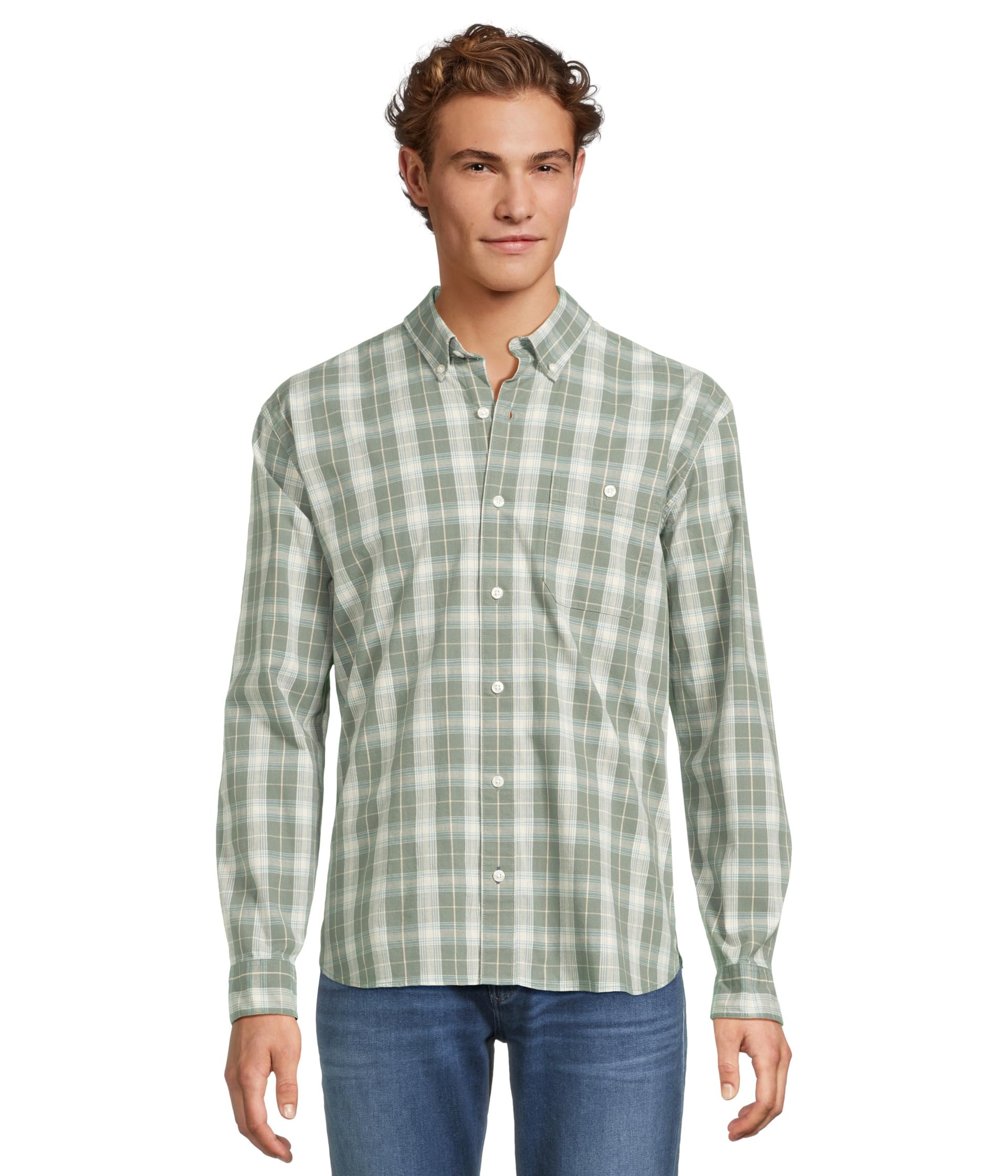 

Рубашка L.L.Bean Comfort Stretch Chambray Shirt Long, цвет Sea Green