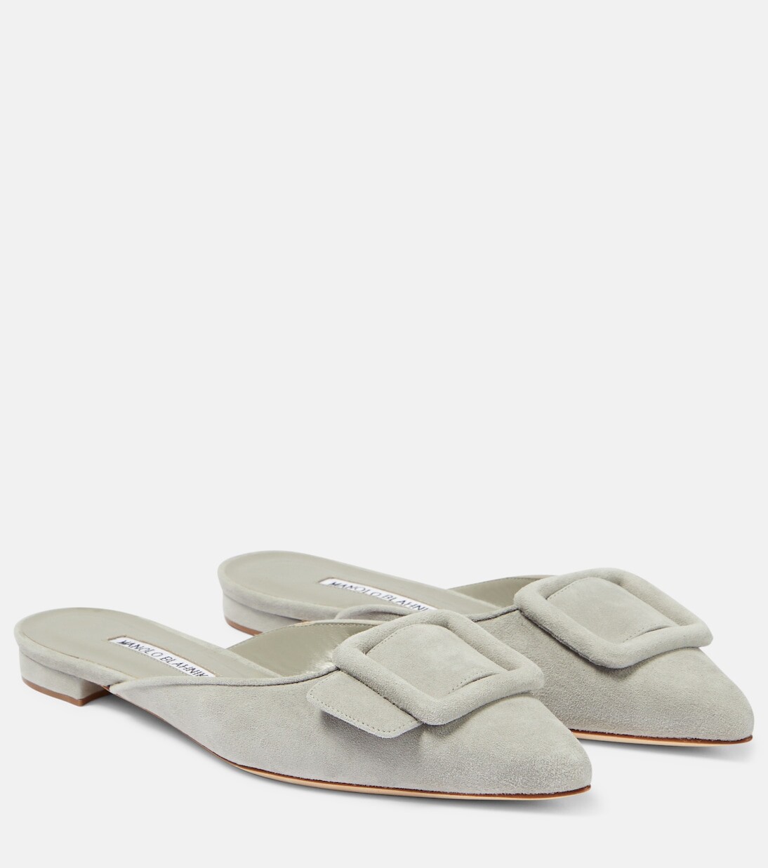 Замшевые мюли maysale Manolo Blahnik, серый