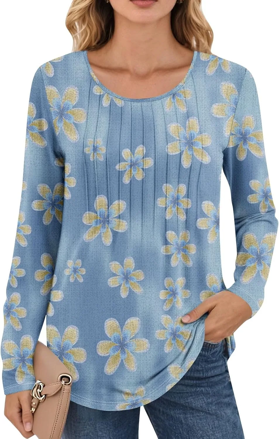 

FQZWONG Женская полосатая блузка с длинным рукавом и контрастным принтом