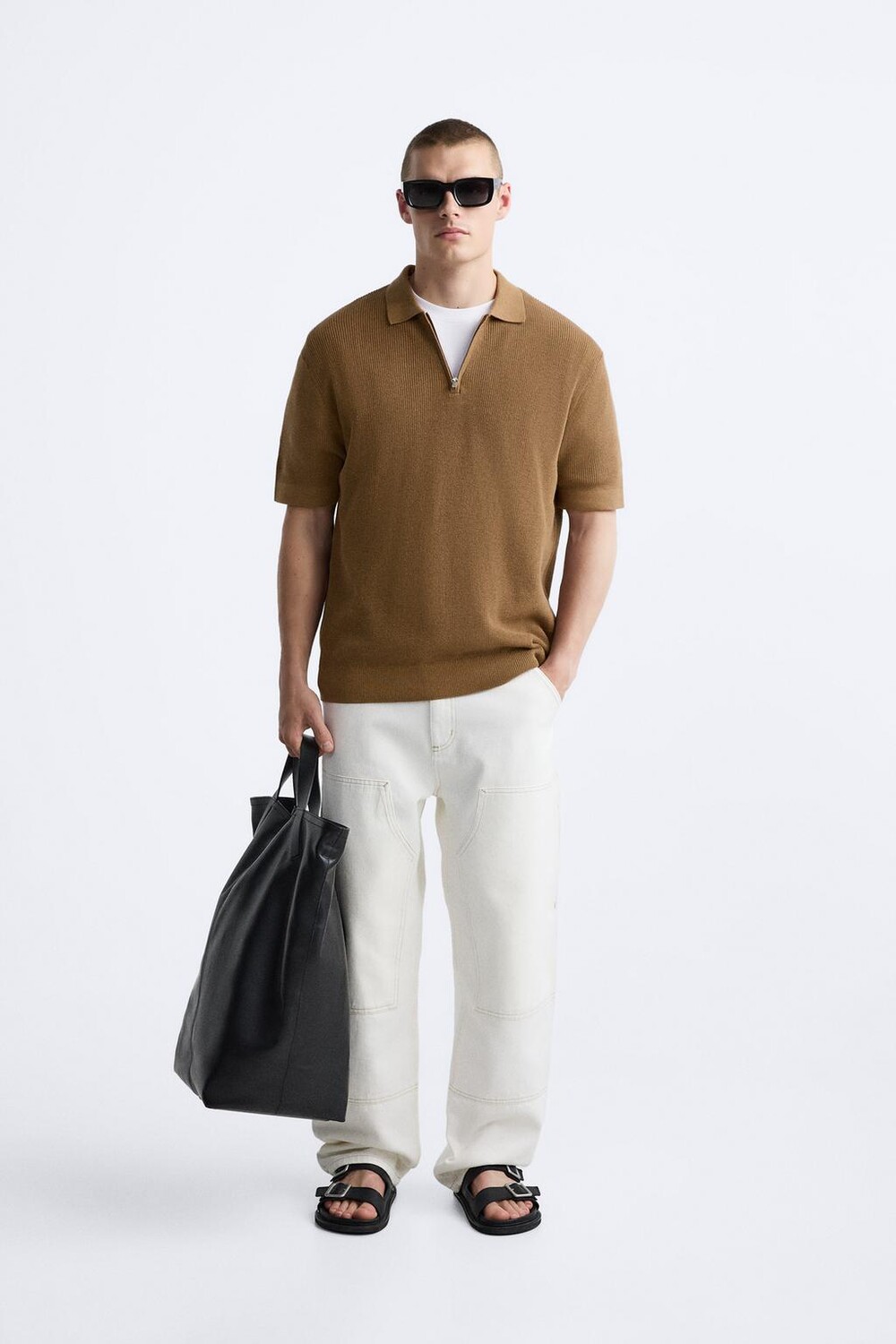 

Рубашка-поло purl knit ZARA, карамель