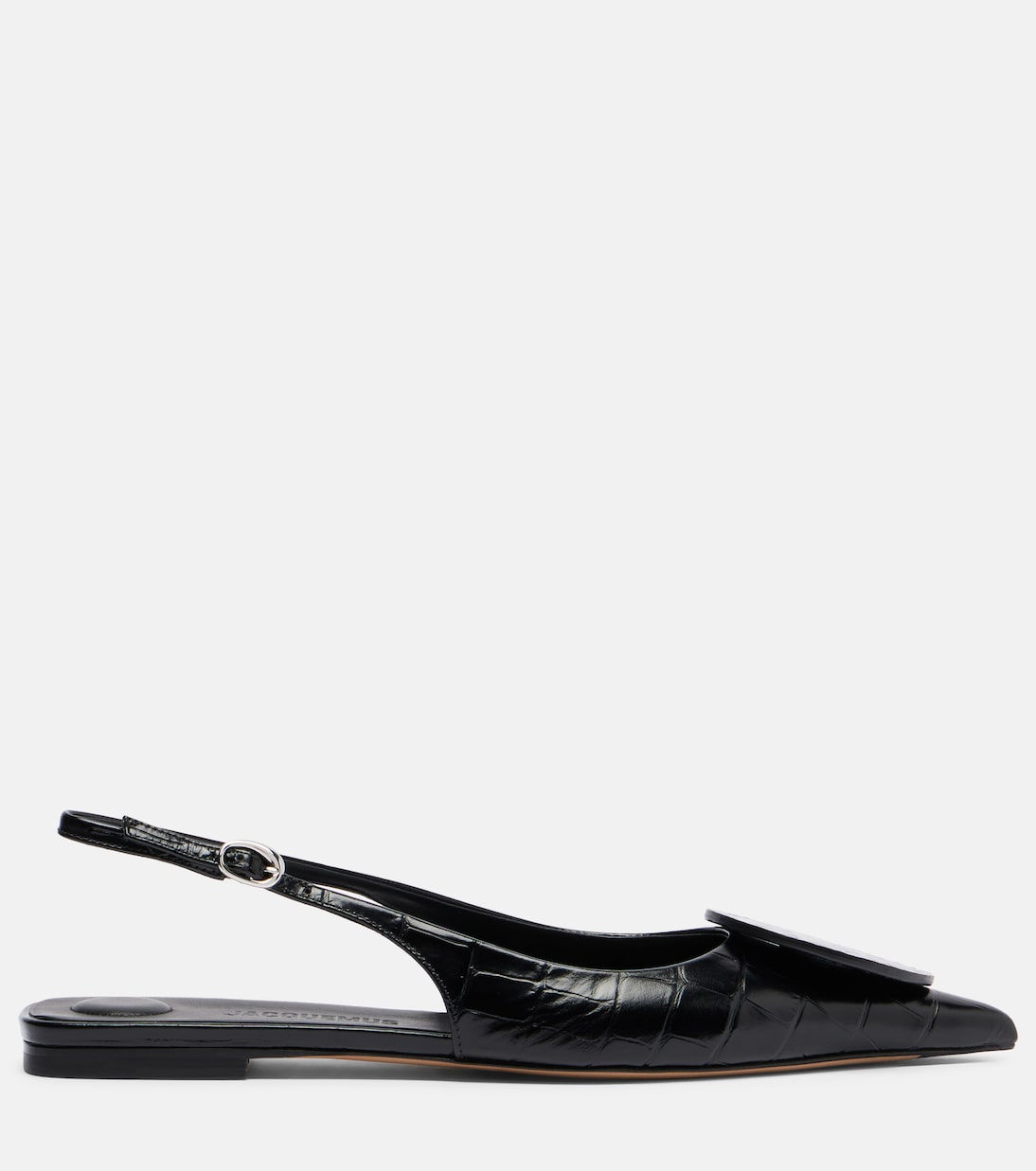 Туфли Duelo с открытой пяткой из кожи с эффектом крокодила Jacquemus, черный — фото 4