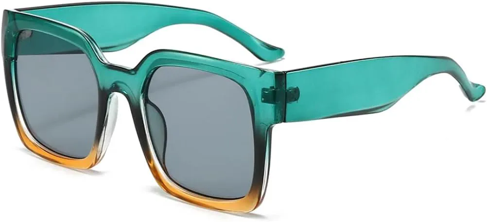 

Крупные квадратные солнцезащитные очки для женщин в винтажном стиле с градиентной оправой, модные, с защитой от УФ-излучения UV400, класса люкс TVTBBVV, Green