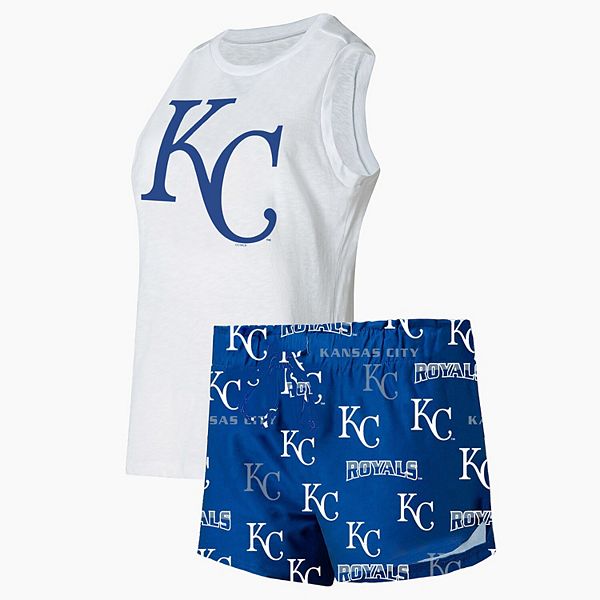 

Женский комплект для сна: майка и шорты plus size concepts sport white/royal kansas city royals Unbranded