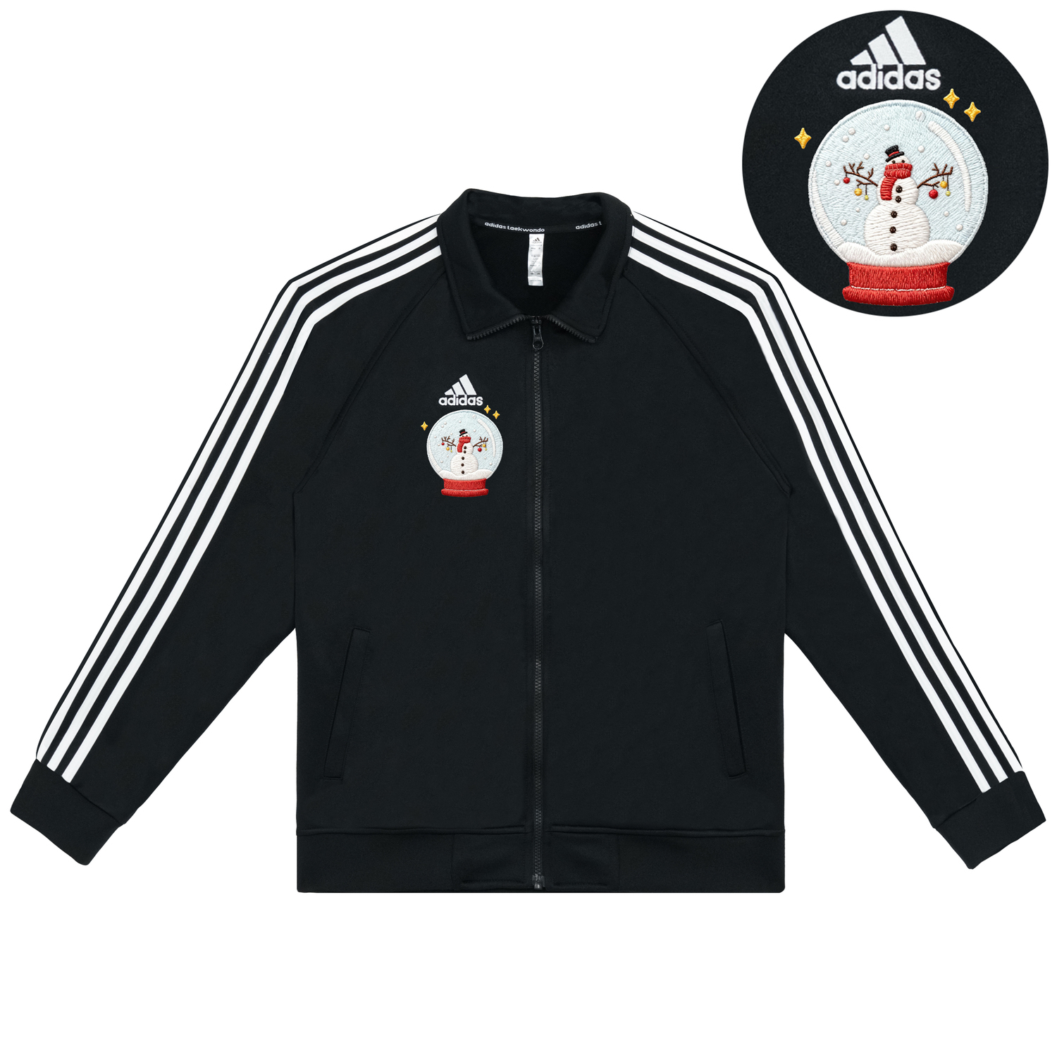 

Adidas Куртка унисекс, черный с белыми полосами, воротник-стойка, средней плотности ткани, другие цвета