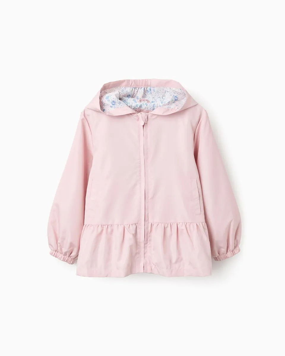 

Детская парка с капюшоном, рюшами и цветочной подкладкой Zippy, розовый