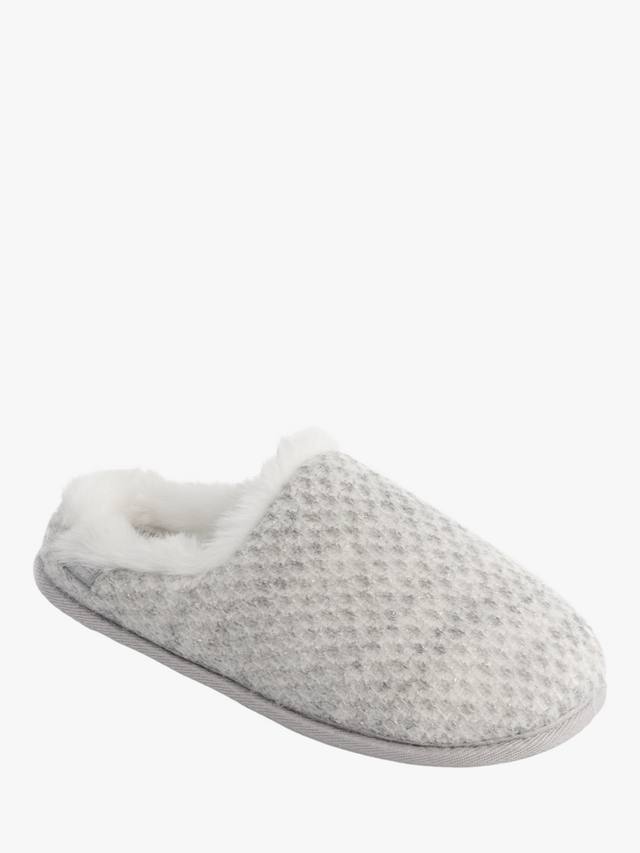 Isotoner женские мерцающие вязаные мюлены с отворотом totes, Light Grey — фото 4