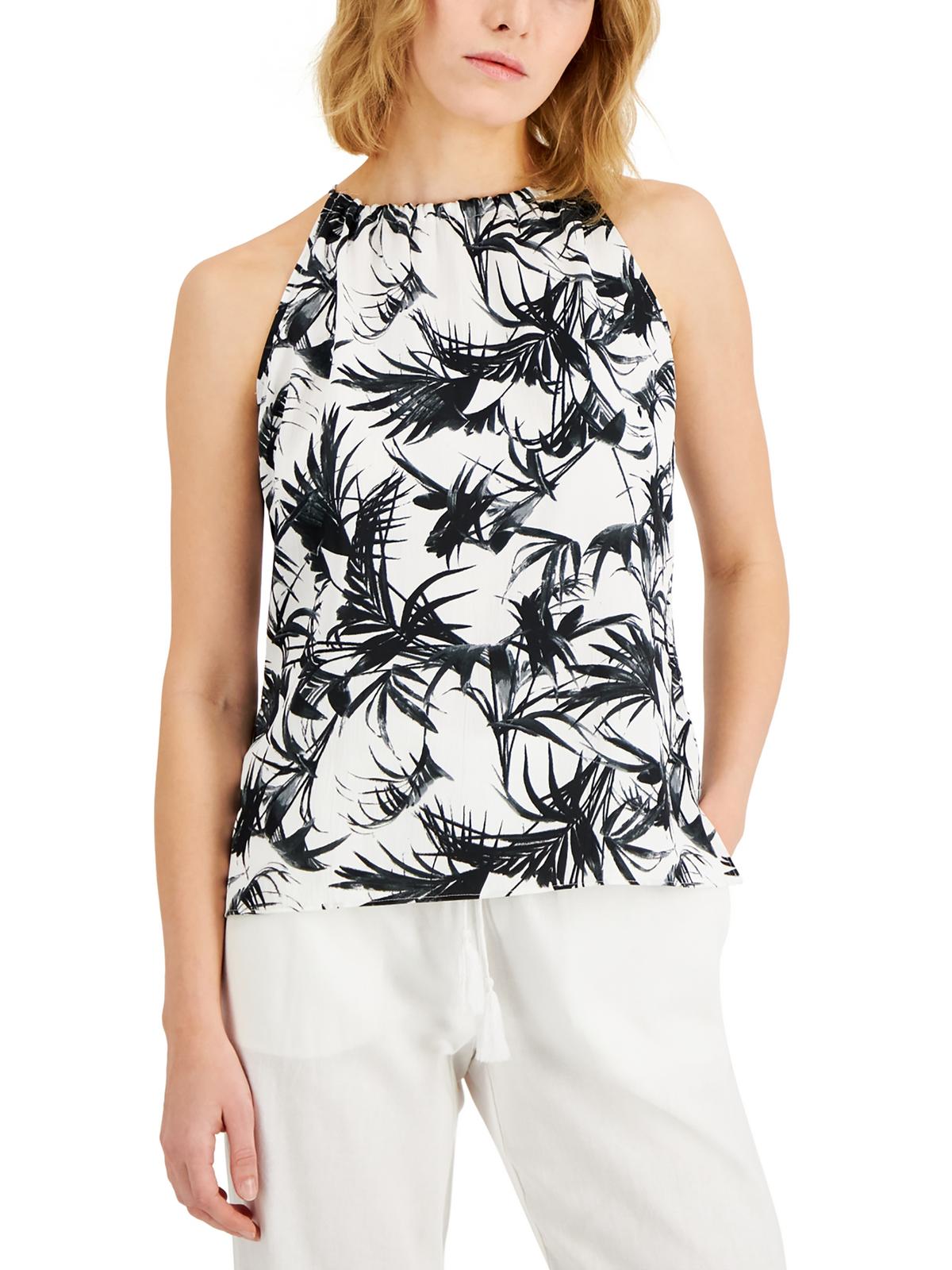 

Женская майка с завязкой на шее и принтом Donna Karan, цвет palm combo