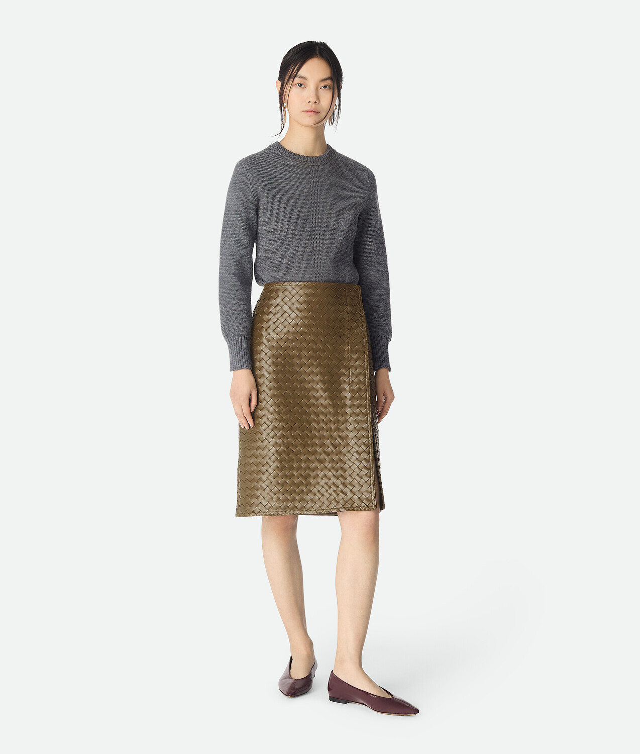 

Intrecciato leather skirt BOTTEGA VENETA, льяна
