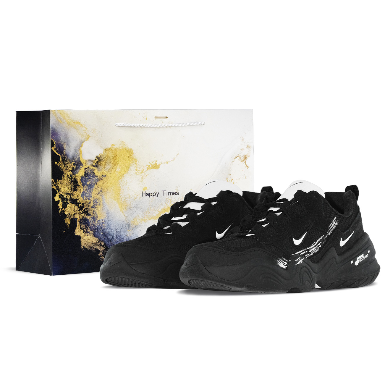 

Технология Hera Cushioning, износостойкие низкие кеды Casual Unisex Black Nike, черный белый оранжевый