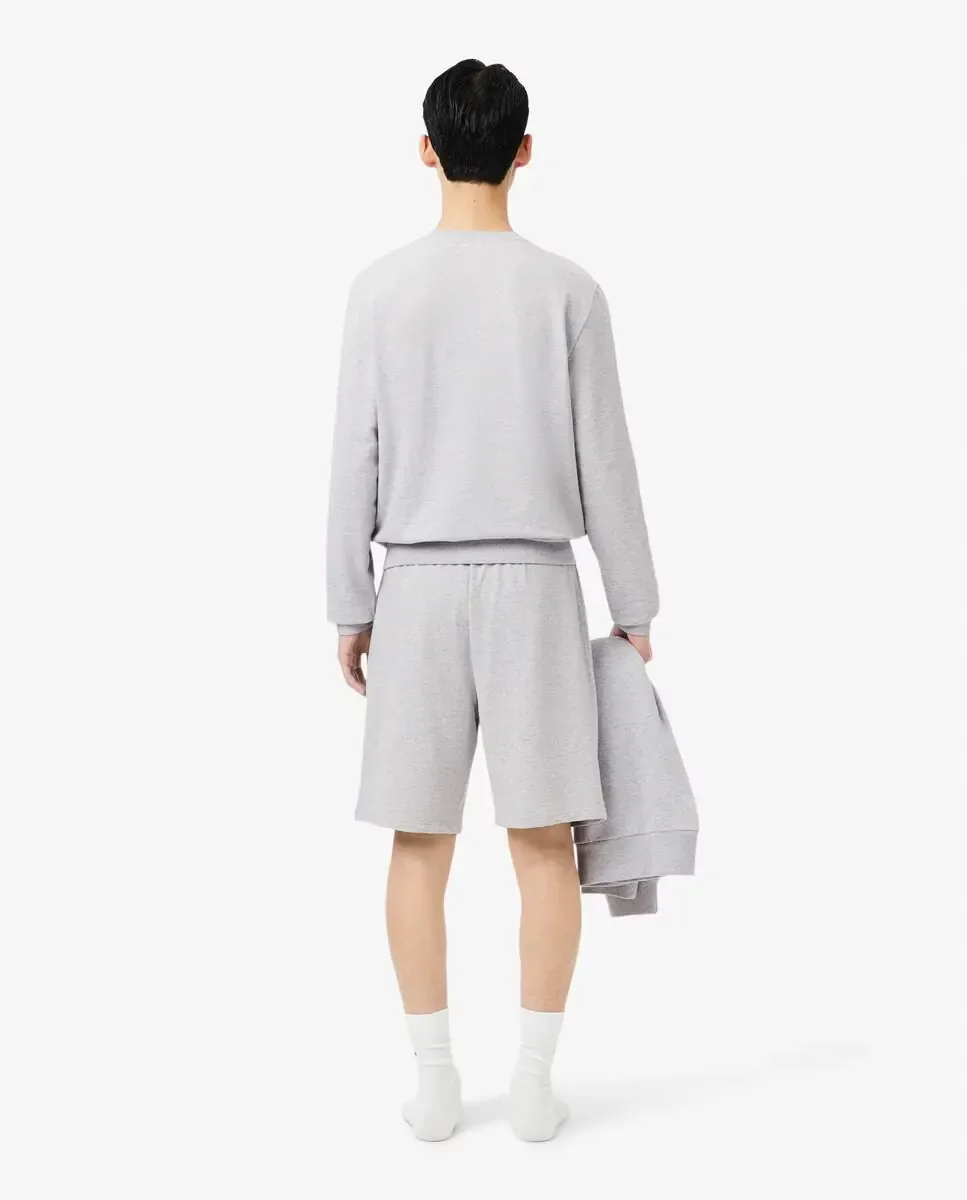 Домашние шорты из флиса с логотипом на поясе для мужчин Lacoste, светло-серый — фото 2