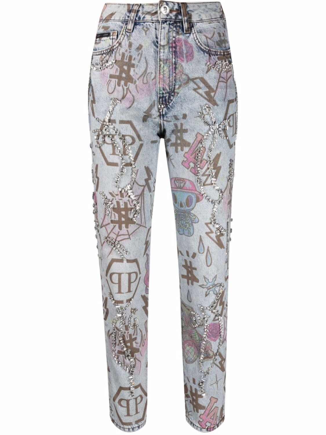 

Philipp Plein джинсы-бойфренды с монограммой, синий
