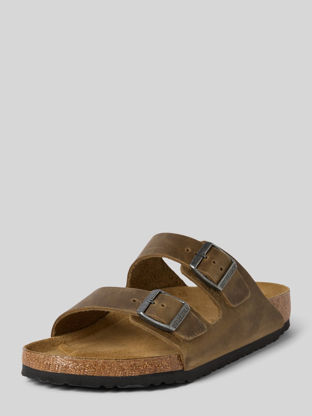 

Кожаные шлепанцы с пряжкой-застежкой, модель «Аризона» Birkenstock, хаки