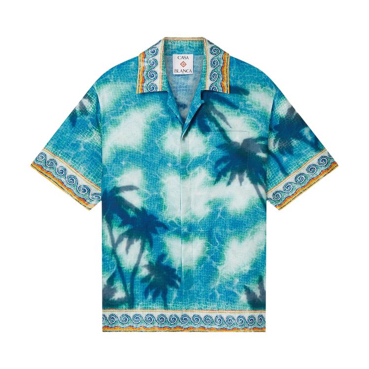 

Рубашка Casablanca Caustics Emblem Silk Shirt 'Turquoise', синий