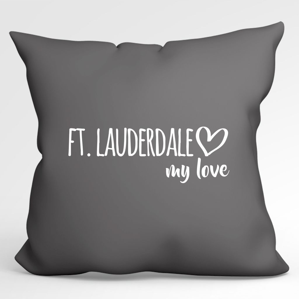 

Huuraa Pillow Ft. Декоративный чехол на подушку Lauderdale my love без наполнителя, размер 40х40см, Серый Сталь, для всех поклонников Ft. Лодердейл, США, идея подарка для друзей и семьи Hellweg Druckerei