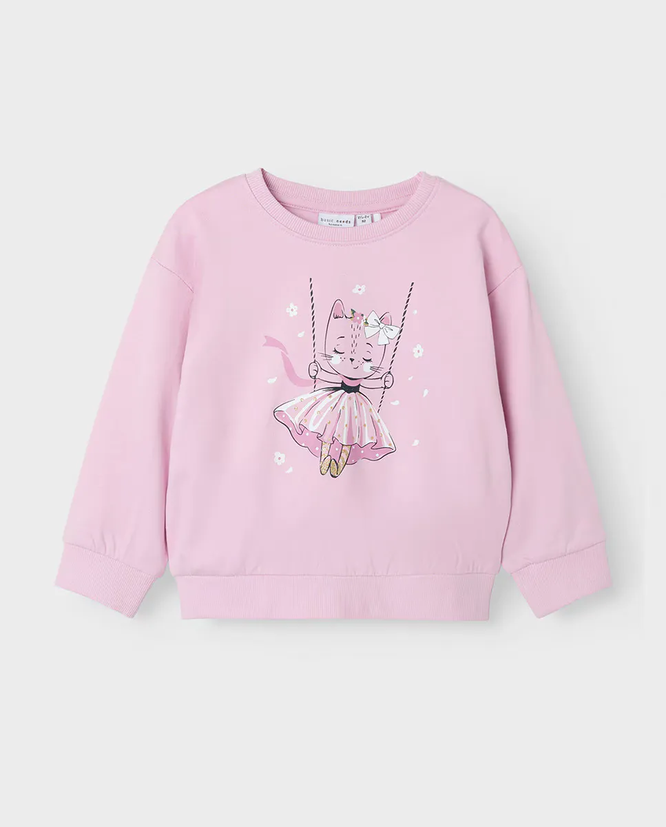 

Флисовый свитшот для девочек name it, цвет Rosa