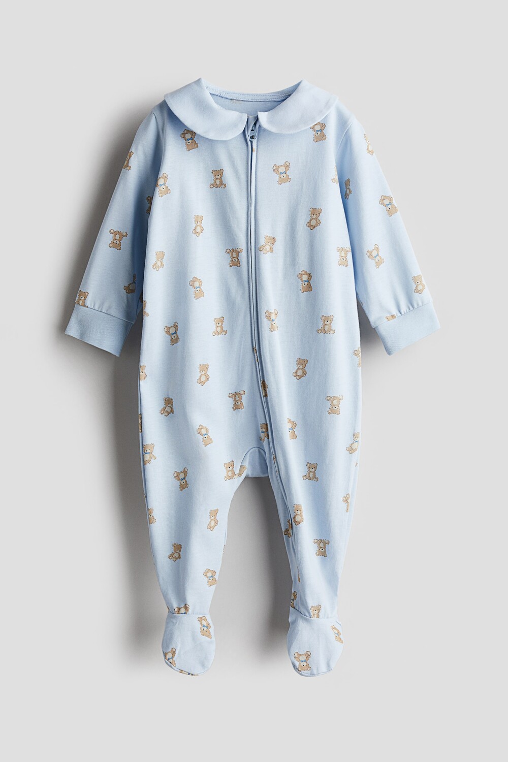 

Пижама с воротником и молнией спереди. H&M, голубой
