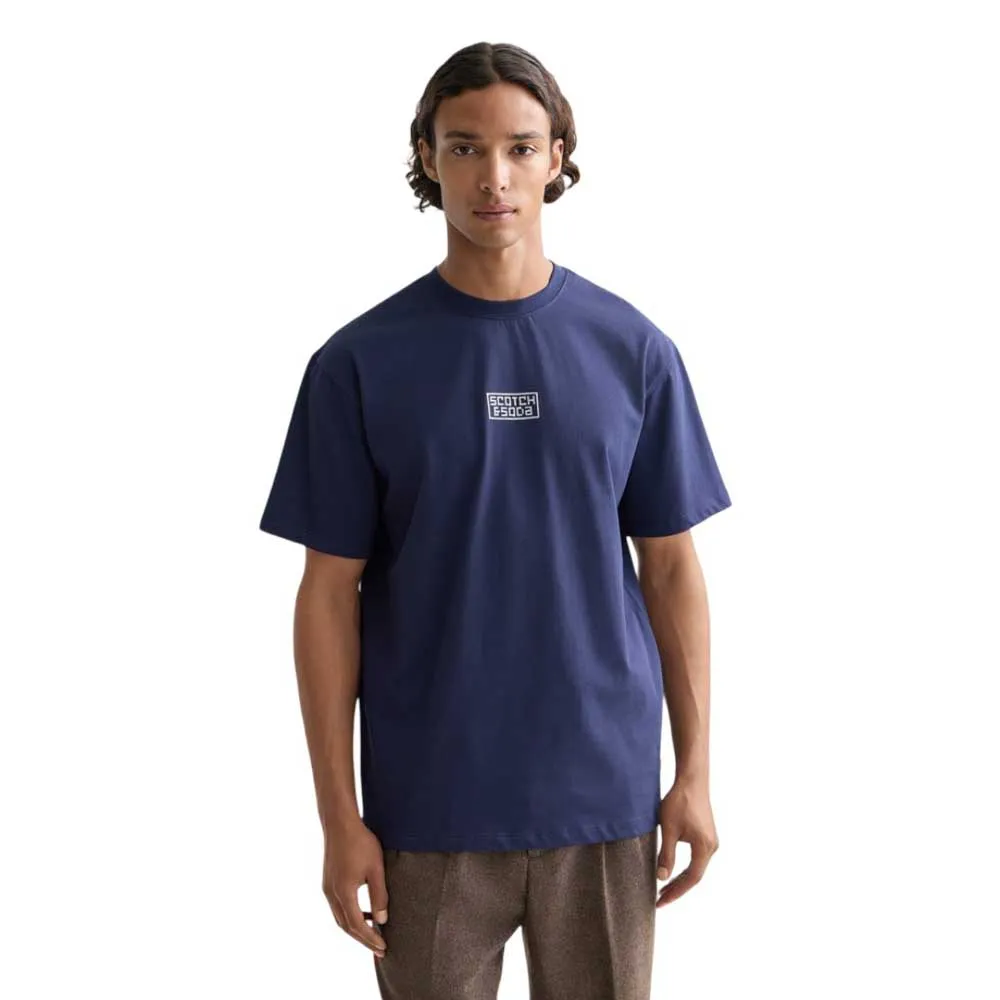 

Футболка с коротким рукавом Scotch & Soda Relaxed Fit Cross-Stitch Artwork, синий