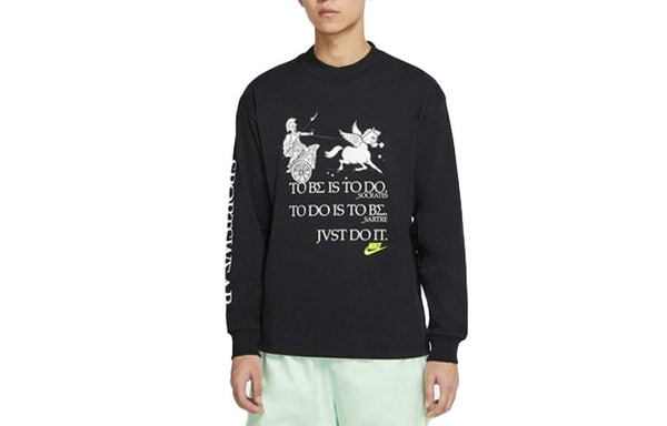Толстовка Nike Sportswear Printing Knit Round Neck Sports Black, черный — фото 3