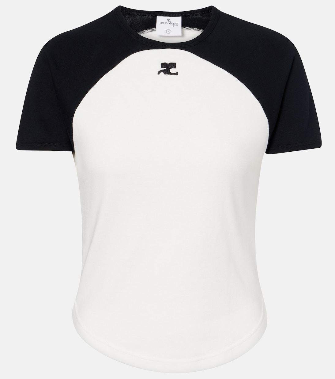 

Футболка из хлопкового джерси Circle Contrast Courrèges, Heritage White/Black