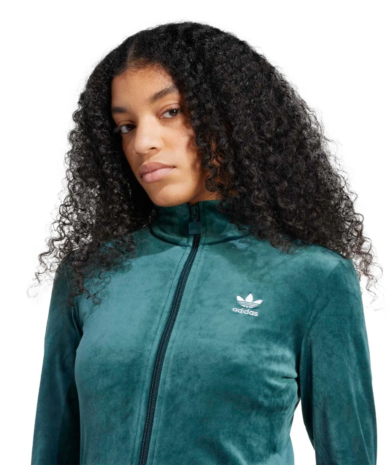 Трек-топ Velvet Fitted Track Top adidas, зеленый — фото 2