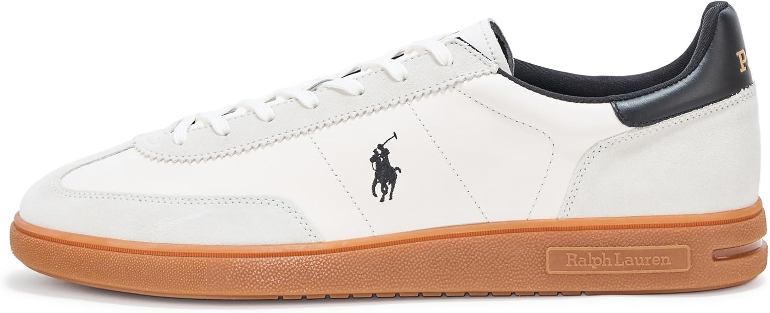 Polo Ralph Lauren мужские кожано-замшевые кроссовки Bedford, White/Black — фото 2