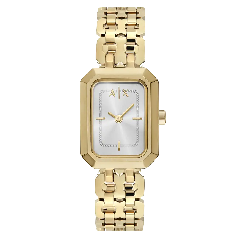 

ARMANI EXCHANGE Часы AE Armani Wrist Watch Quartz Movement Stainless Steel Strap Gold Dial Women's Watch, Silver Dial
