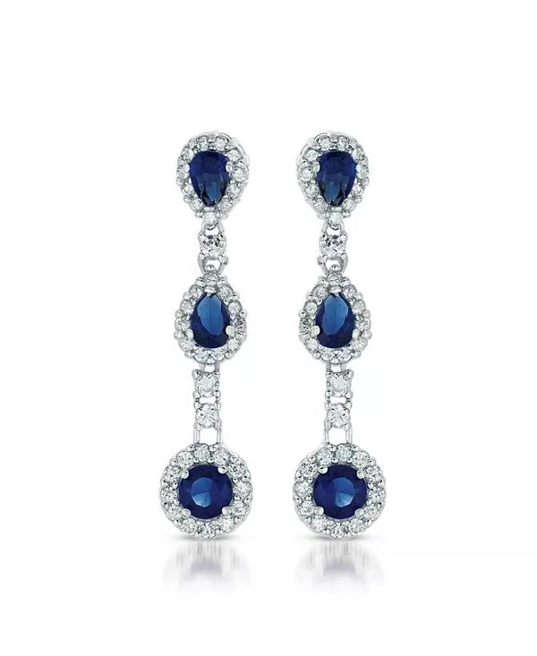 

Серьги-Подвески с тремя зубцами из стерлингового серебра с прозрачным кубическим цирконием Genevive, blue