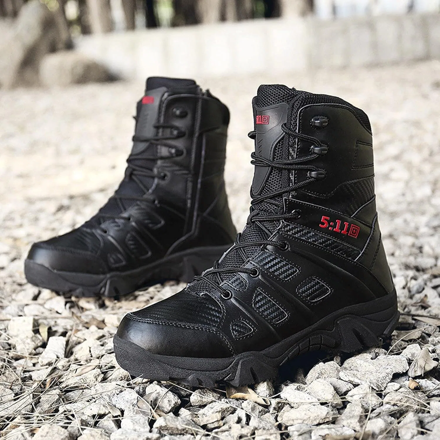 Herrenschuhe Высокие спортивные ботинки на шнуровке Freizeitschuhe Уличные ботинки для пустыни Kurze Stiefel Generic, Schwarz — фото 4
