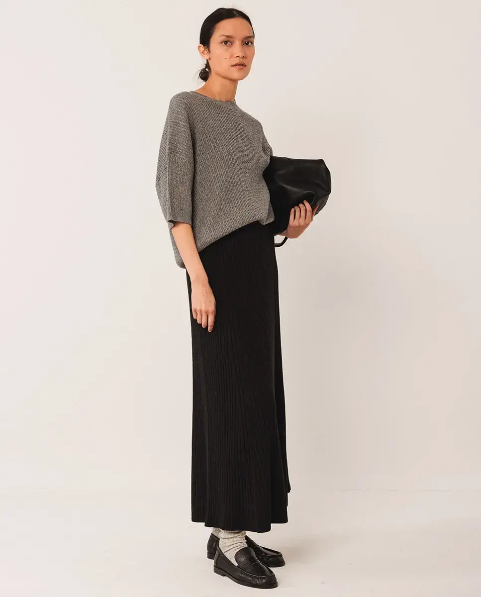 

Миди-юбка из рифленого трикотажа Indi & Cold, черный