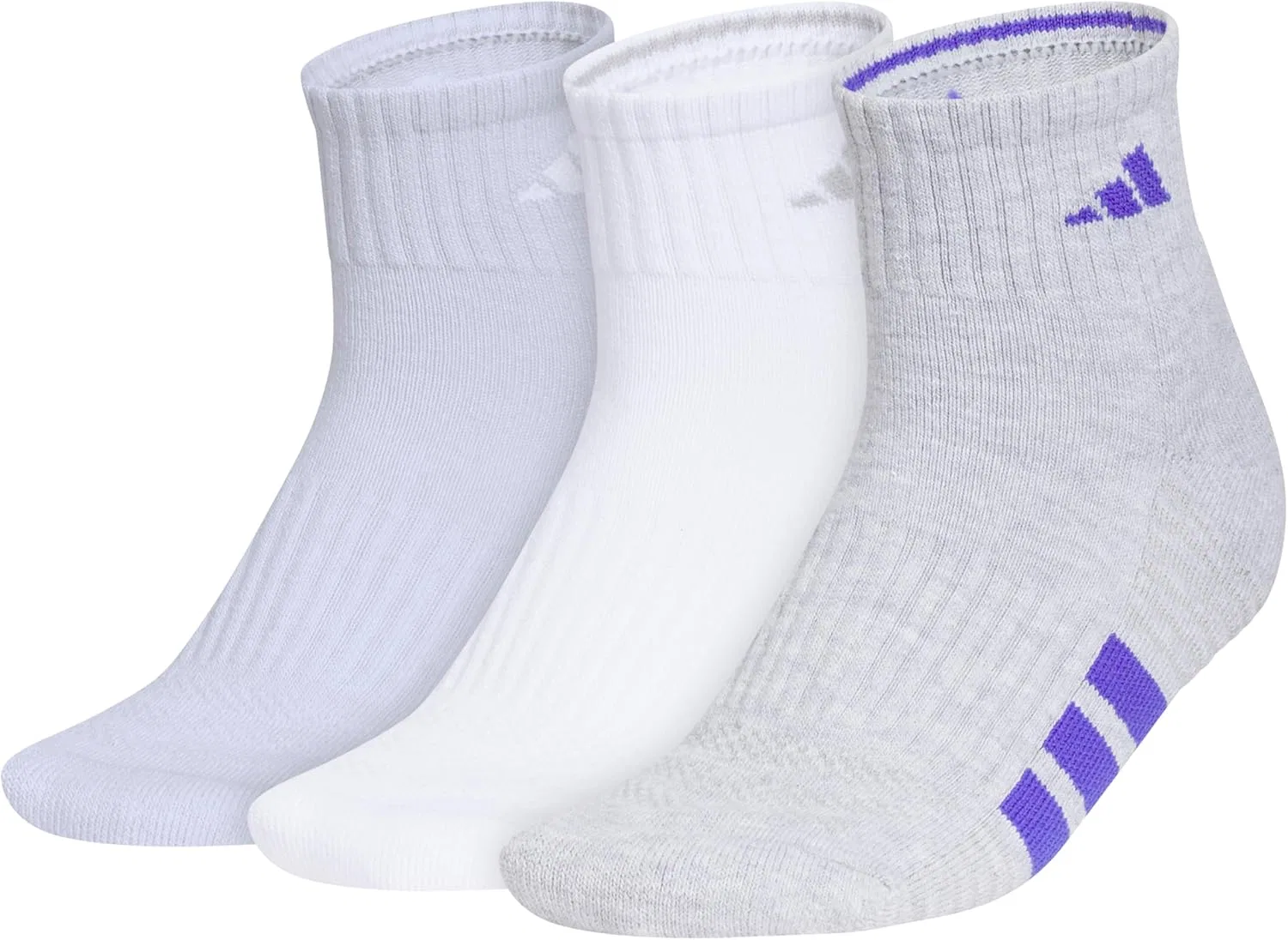 Женские носки с усиленной пяткой и мыском adidas, 3 пары, Frozen Purple/Clear Onix Grey/Solar Purple, размер 4 — фото 2