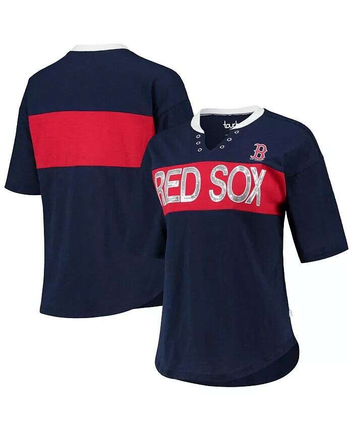 

Женская темно-красная футболка Boston Red Sox с вырезом на воротнике Touch