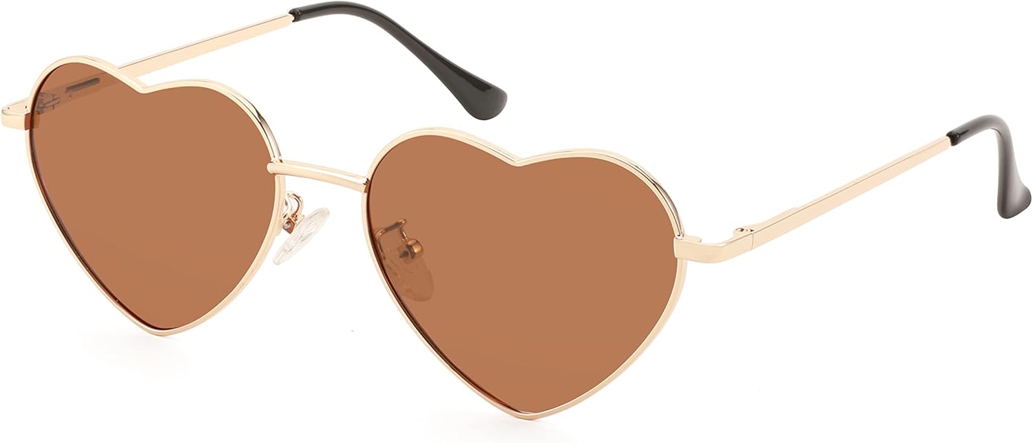 

Поляризованные солнцезащитные очки FEISEDY в форме сердца, для женщин и мужчин, металлическая оправа, милые очки с защитой UV400, модель B2375, 004 Gold Frame/Brown Lens