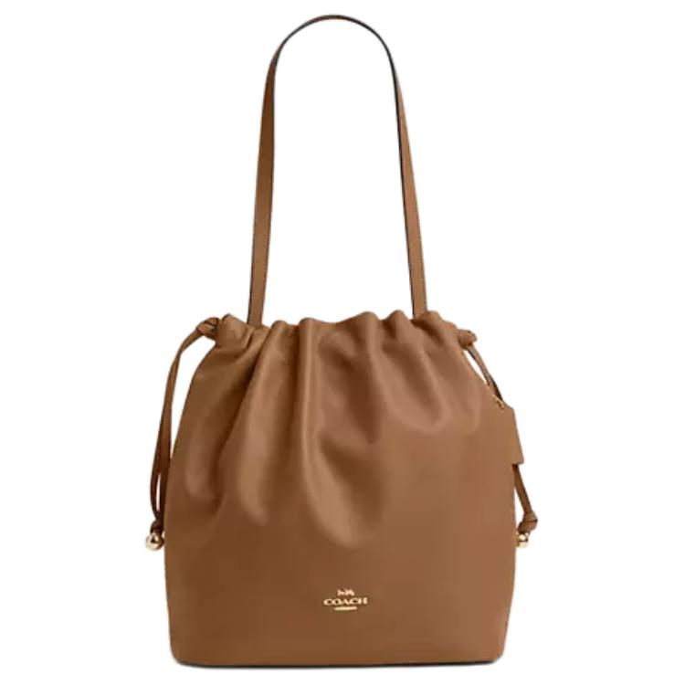 

COACH Кожаная сумка-ведро Faye большого размера для женщин в медово-коричневом цвете