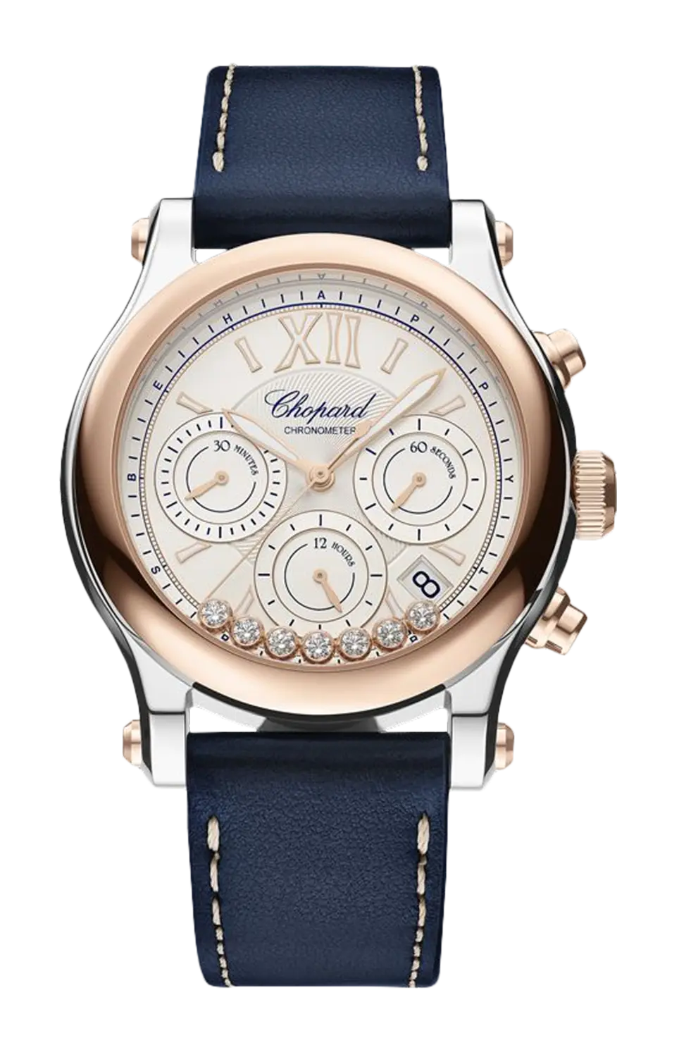 

Часы Chopard Happy sport chrono из стали и розового золота с бриллиантами 40 мм