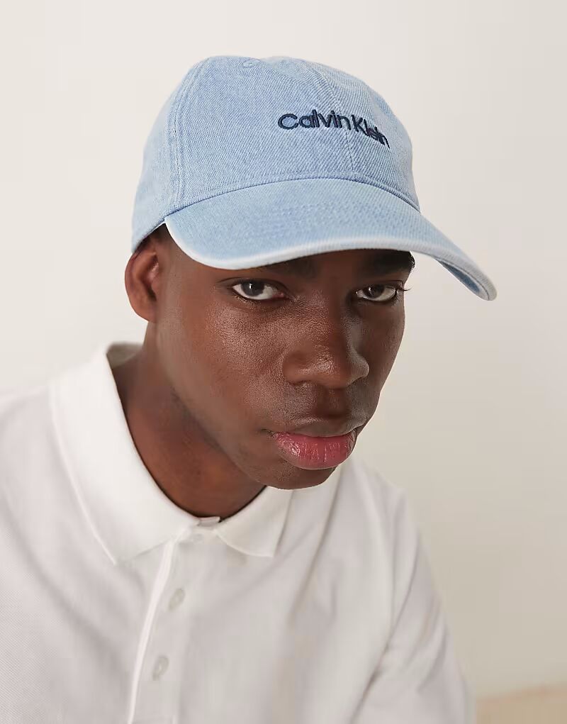 

Кепка с вышитым логотипом Calvin Klein Jeans из денима синего цвета