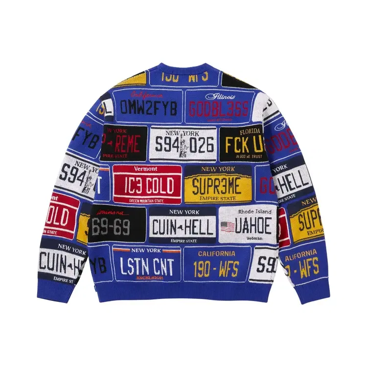 Свитер Supreme License Plate Sweater, синий — фото 2
