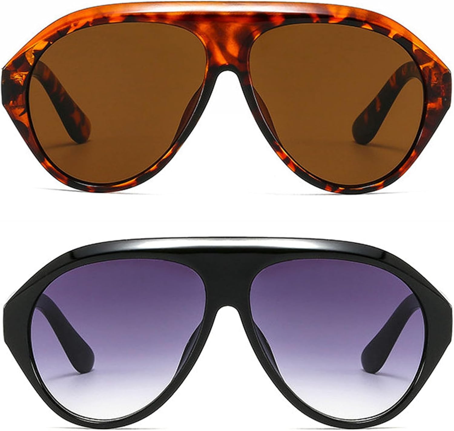 

Willochra Популярные модные солнцезащитные очки-пилот для женщин, в стиле ретро, ​​для мужчин, с градиентным затемнением, защита от УФ-излучения UV400, большие желтые солнцезащитные очки, 2pcs-gary&leopard