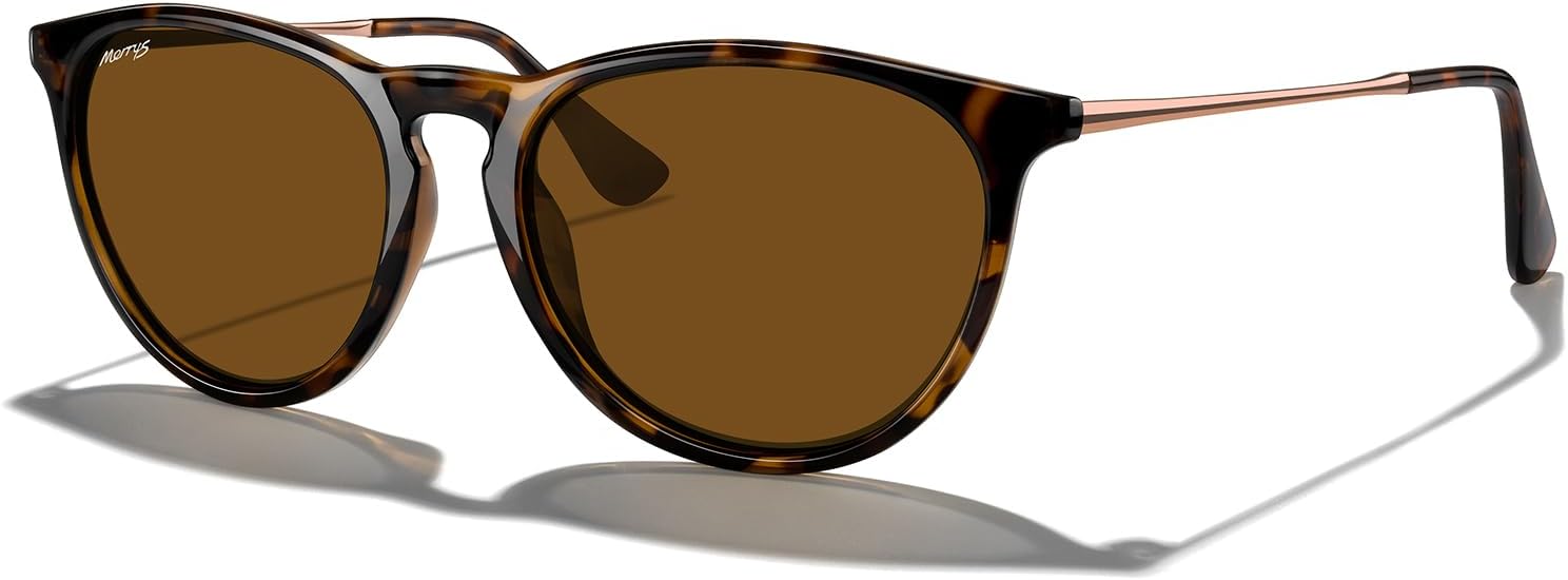 

Винтажные поляризованные солнцезащитные очки MERRY'S для женщин и мужчин, ретро-стиль, круглые зеркальные линзы, защита от ультрафиолета UV400, Leopard Frame/Brown Lens/Brown Legs