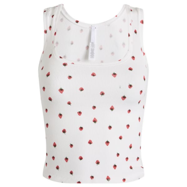 

Майка из хлопка в рубчик Skims, цвет snow strawberry print