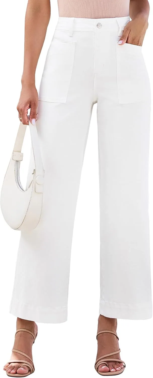 

Luvamia широкие джинсы женские, высокие, с накладными карманами