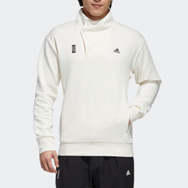 Толстовка [same to the left] wuji high collar side button sports men's white Adidas, розовый — фото 3
